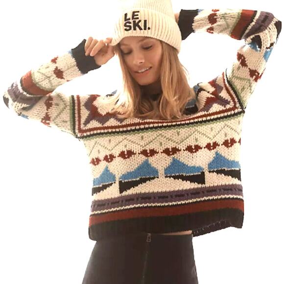 Mandinga Catedral Hand Knit Wool Sweater Aztec Chunky Anthropologie S NEW - Picture 1 of 8